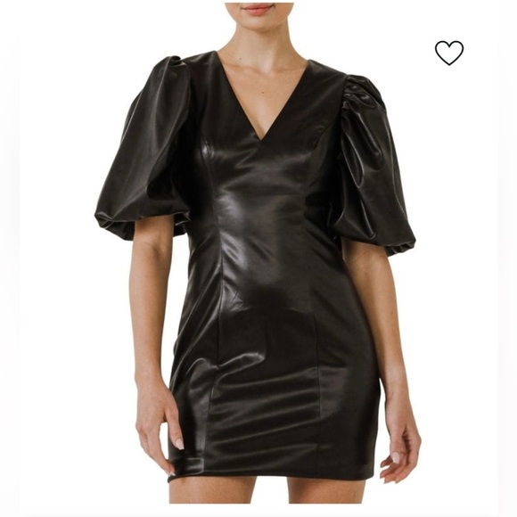 ENDLESS ROSE Faux Leather Mini Dress Black - Picture 1 of 7